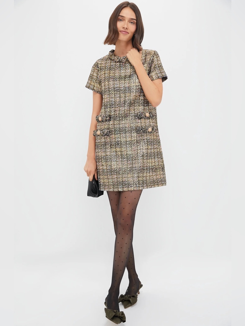 Tuckernuck Gray & Gold Multi Tweed Mini Dress Medium